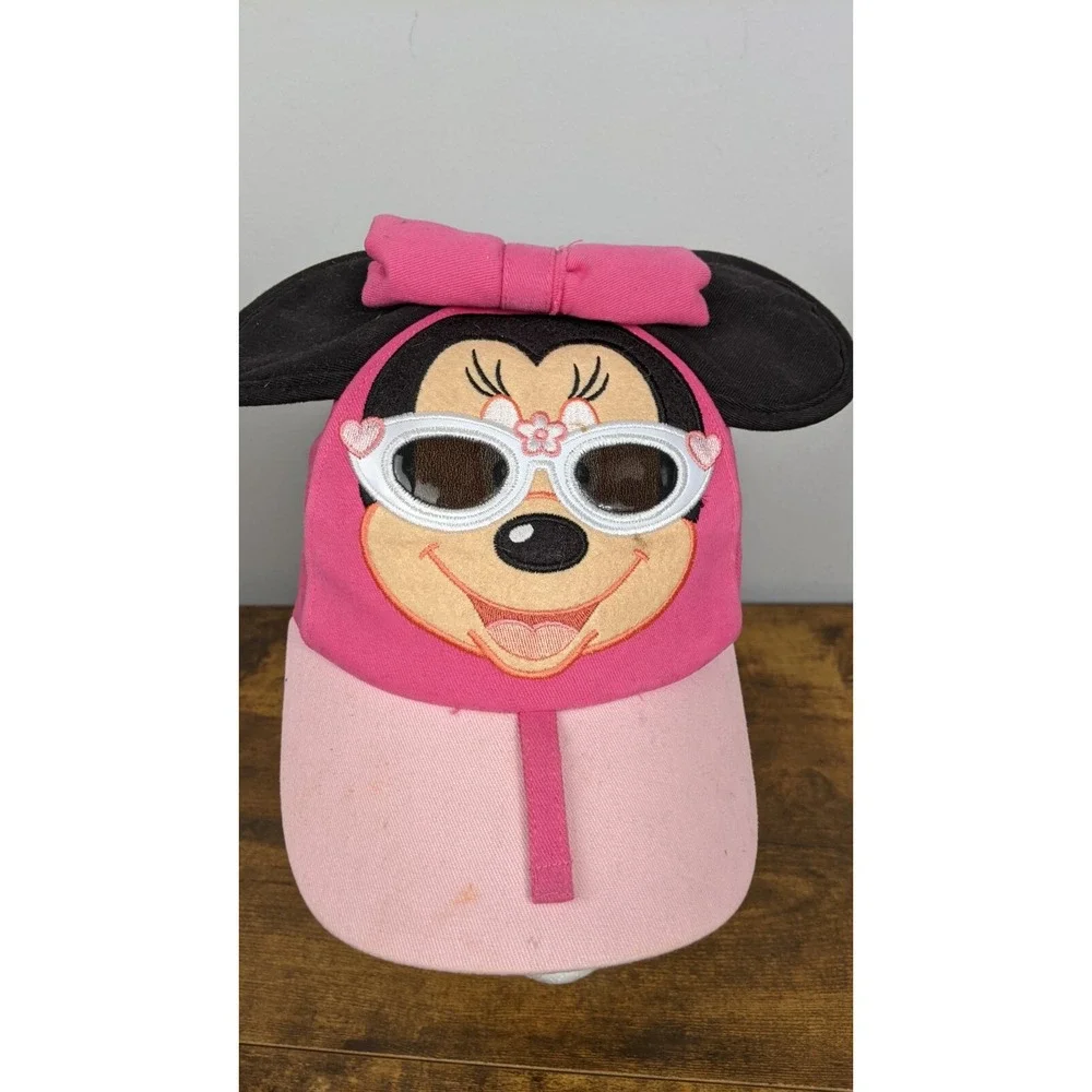 Disney Parks Minnie Mouse Kids Hat – Pink 3D Ears & Bow, Sunglasses Cap